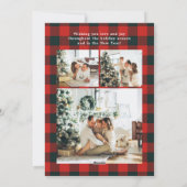 Buon Natale Multi Photo Red Buffalo Plaid Feestdagenkaart (Achterkant)