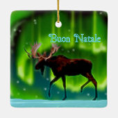 Buon Natale - Northern Lights Moose Keramisch Ornament (Achterkant)