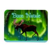 Buon Natale - Northern Lights Moose Magneet (Horizontaal)
