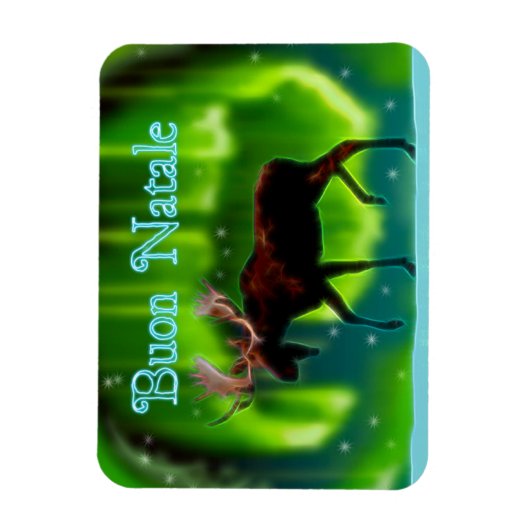 Buon Natale - Northern Lights Moose Magneet (Verticaal)