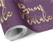 Buon Natale Paarse Gold Kerstmis Italiaans Cadeaupapier (Rol Hoek)