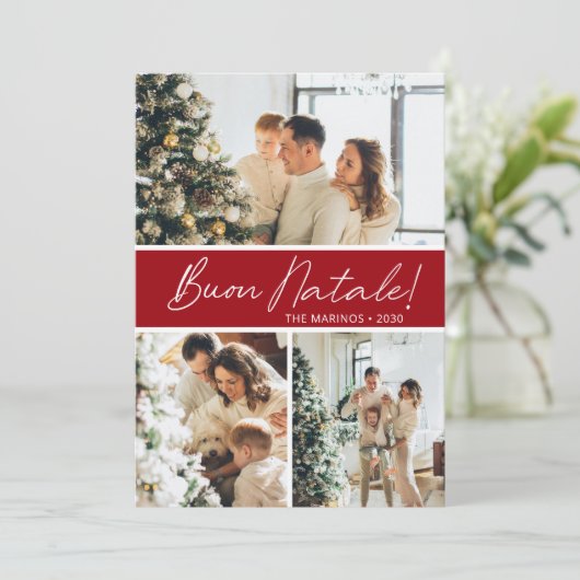 Buon Natale Photo Collage Feestdagenkaart (Staand voorkant)