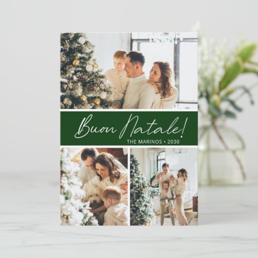 Buon Natale Photo Collage Feestdagenkaart (Staand voorkant)