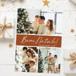 Buon Natale Photo Collage Feestdagenkaart<br><div class="desc">Deze fantastische 3 foto vakantiekaart met "Buon Natale!" in een modern lettertype en uw familienaam en jaar in een fris traditioneel petten lettertype, beide in wit op terracotta met een bijpassende achterkant, is ideaal om naar uw familie en vrienden te sturen. Iedereen zal het leuk vinden om nieuwe foto's van...</div>