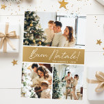 Buon Natale Photo Collage Feestdagenkaart<br><div class="desc">Deze fantastische 3 foto vakantiekaart met "Buon Natale!" in een modern lettertype en uw familienaam en jaartal in een fris traditioneel petten lettertype, zowel in wit als in goud met een bijpassende achterkant, is ideaal voor het verzenden naar uw familie en vrienden. Iedereen zal het leuk vinden om nieuwe foto's...</div>