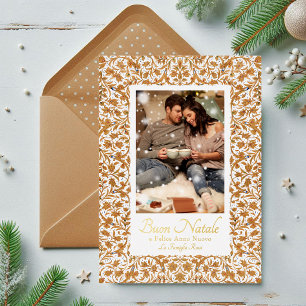 Buon Natale Photo Floral Folie Feestdagenkaart