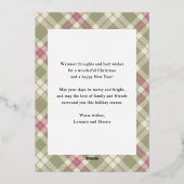 Buon Natale Pink Green Plaid Tartan Photo Folie Feestdagenkaart (Achterkant)