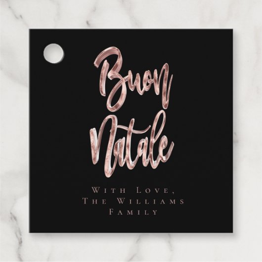 Buon Natale Pink Rose Gold Italiaans kerstfeest Bedankjes Labels (Voorkant)