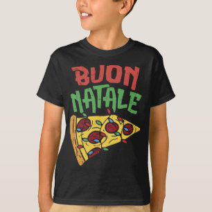 Buon Natale Pizza Funny Italiaans kerstlicht G T-shirt