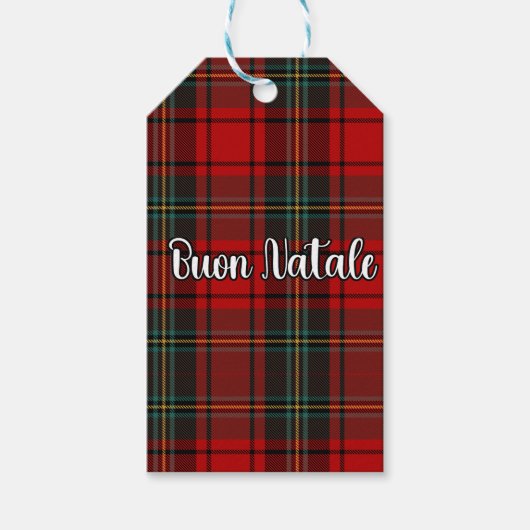 Buon Natale Plaid Cadeaulabel (Voorkant)
