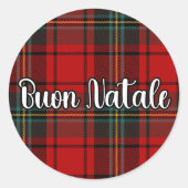 Buon Natale Plaid Ronde Sticker (Voorkant)