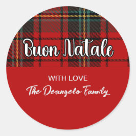 Buon Natale Plaid Ronde Sticker