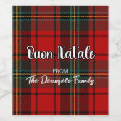 Buon Natale Plaid Wijn Etiket (Enkel label)