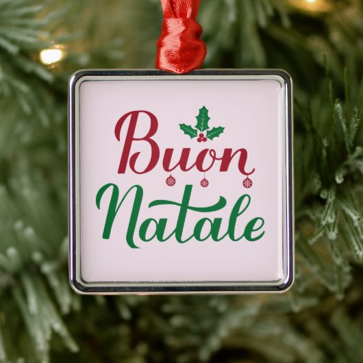 Buon Natale Red en Green Italy Kerstmis Metalen Ornament (Boom)