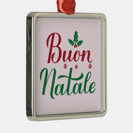 Buon Natale Red en Green Italy Kerstmis Metalen Ornament (Rechts)
