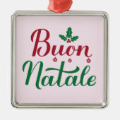 Buon Natale Red en Green Italy Kerstmis Metalen Ornament (Voorkant)