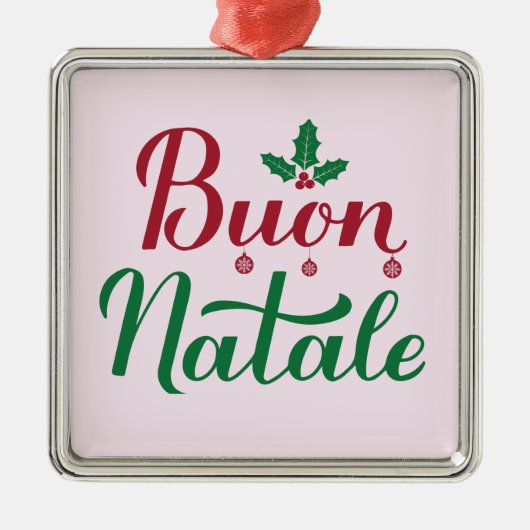 Buon Natale Red en Green Italy Kerstmis Metalen Ornament (Voorkant)