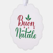 Buon Natale Red en Green Italy Kerstmis Ornament Kaart (Links)
