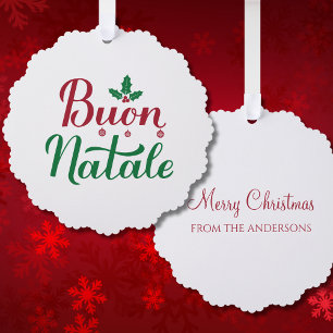 Buon Natale Red en Green Italy Kerstmis Ornament Kaart