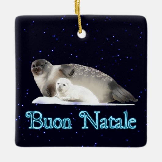Buon Natale - Ringed zegel Keramisch Ornament (Voorkant)