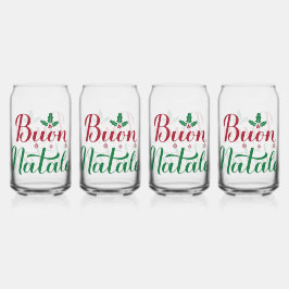 Buon Natale Rode en Groene Kerstmis Blikvorm Glas