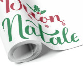 Buon Natale Rode en Groene Kerstmis Cadeaupapier (Rol Hoek)