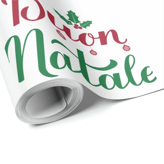 Buon Natale Rode en Groene Kerstmis Cadeaupapier (Rol Hoek)