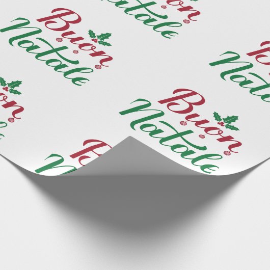 Buon Natale Rode en Groene Kerstmis Cadeaupapier (Hoek)