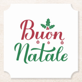 Buon Natale Rode en Groene Kerstmis Kartonnen Onderzetters