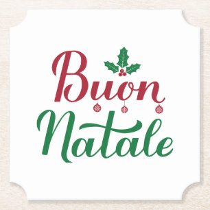 Buon Natale Rode en Groene Kerstmis Kartonnen Onderzetters