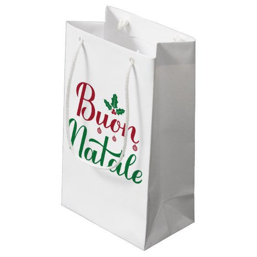 Buon Natale Rode en Groene Kerstmis Klein Cadeauzakje (Achterkant Gekanteld)