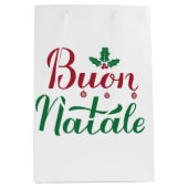 Buon Natale Rode en Groene Kerstmis Medium Cadeauzakje (Voorkant)