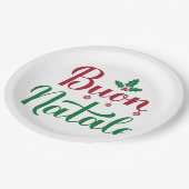 Buon Natale Rode en Groene Kerstmis Papieren Bordje (Gekanteld)