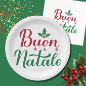 Buon Natale Rode en Groene Kerstmis Papieren Bordje