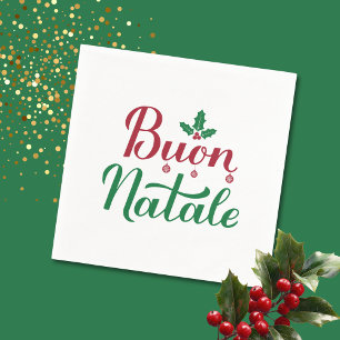 Buon Natale Rode en Groene Kerstmis Servet