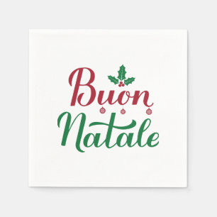Buon Natale Rode en Groene Kerstmis Servet