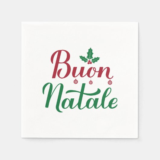 Buon Natale Rode en Groene Kerstmis Servet (Voorkant)