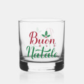 Buon Natale Rode en Groene Kerstmis Whisky Glas (Voorkant)
