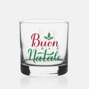 Buon Natale Rode en Groene Kerstmis Whisky Glas
