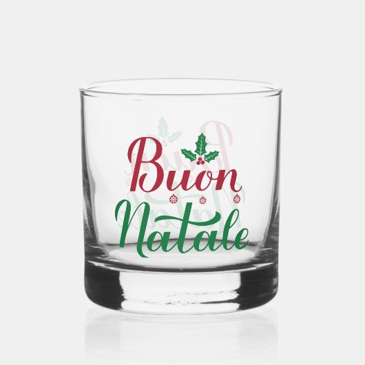 Buon Natale Rode en Groene Kerstmis Whisky Glas (Achterkant)