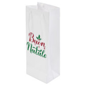 Buon Natale Rode en Groene Kerstmis Wijn Cadeautas (Achterkant Gekanteld)