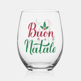 Buon Natale Rode en Groene Kerstmis Wijnglas Zonder Voet