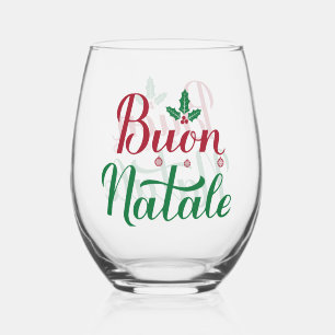Buon Natale Rode en Groene Kerstmis Wijnglas Zonder Voet
