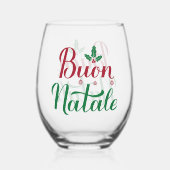 Buon Natale Rode en Groene Kerstmis Wijnglas Zonder Voet (Achterkant)