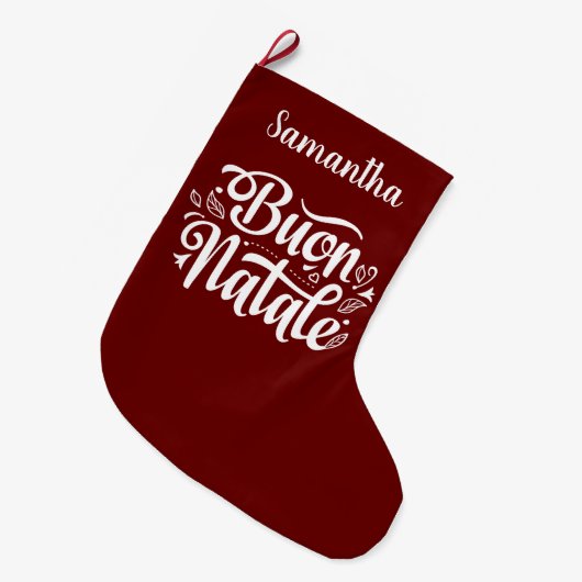 Buon Natale Rode Kerst Italiaans Grote Kerstsok (Voorkant (Hangend))