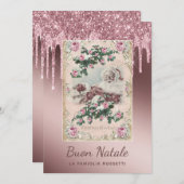 Buon Natale Roos Gold Glitter bestuurt Kerstmis (Voorkant / Achterkant)