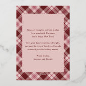 Buon Natale Roze Rood Plaid Tartan Foto Folie Feestdagenkaart (Achterkant)