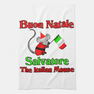 Buon Natale Salvatore De Italiaanse muis Theedoek