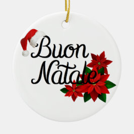 Buon Natale Santa Hat Keramisch Ornament