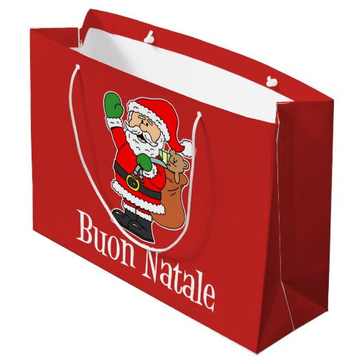 Buon Natale Santa Italiaanse kerst Groot Cadeauzakje (Achterkant Gekanteld)